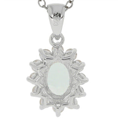 Sterling Silver Semi Mount Pendants Setting 7x5mm Halo W/ Topaz White - Syzjewelry