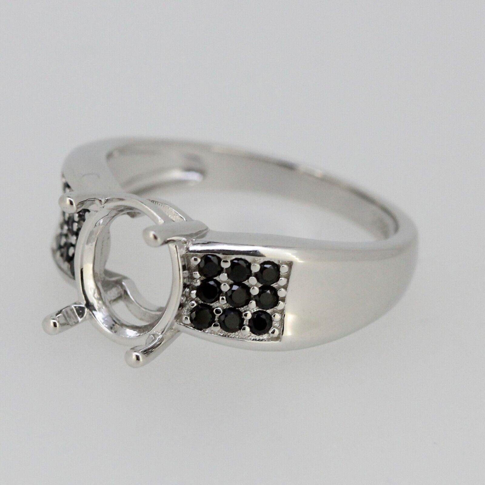 Sterling Silver Semi Mount Ring Setting Oval OV 10x8mm Black Spinel - Syzjewelry