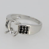 Sterling Silver Semi Mount Ring Setting Oval OV 10x8mm Black Spinel - Syzjewelry