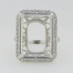 Sterling Silver Semi Mount Ring Setting Emerald OCT 20X15mm White Topa - Syzjewelry