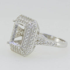 14K White Gold Semi Mount Ring Setting Emerald OCT 10X8mm - Syzjewelry