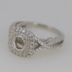 Sterling Silver Semi Mount Ring Setting Round RD 6.5x6.5mm Halo Engage - Syzjewelry