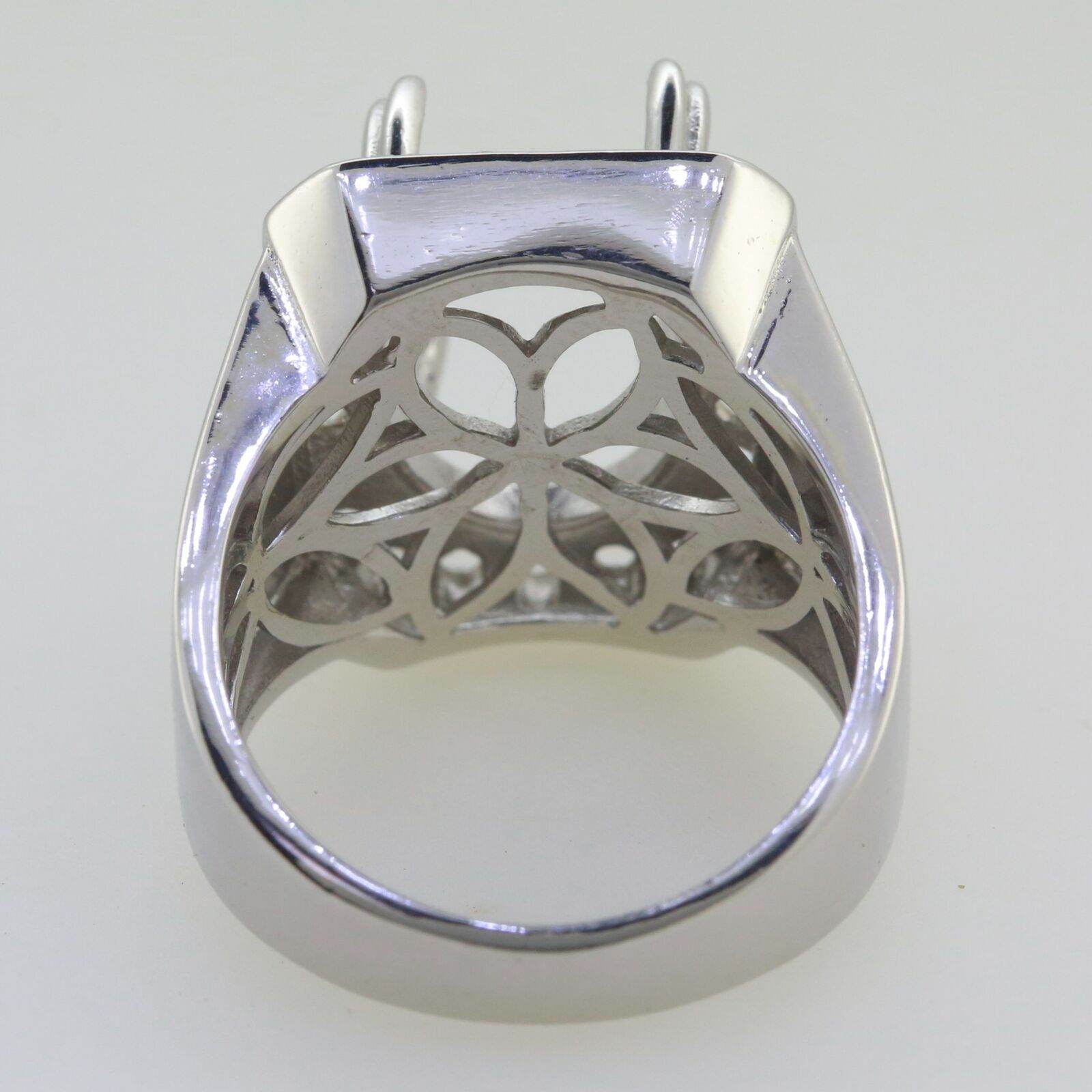 Giant Men's Sterling Silver Semi Mount Ring Setting Oval OV 17x12mm Topaz - Syzjewelry