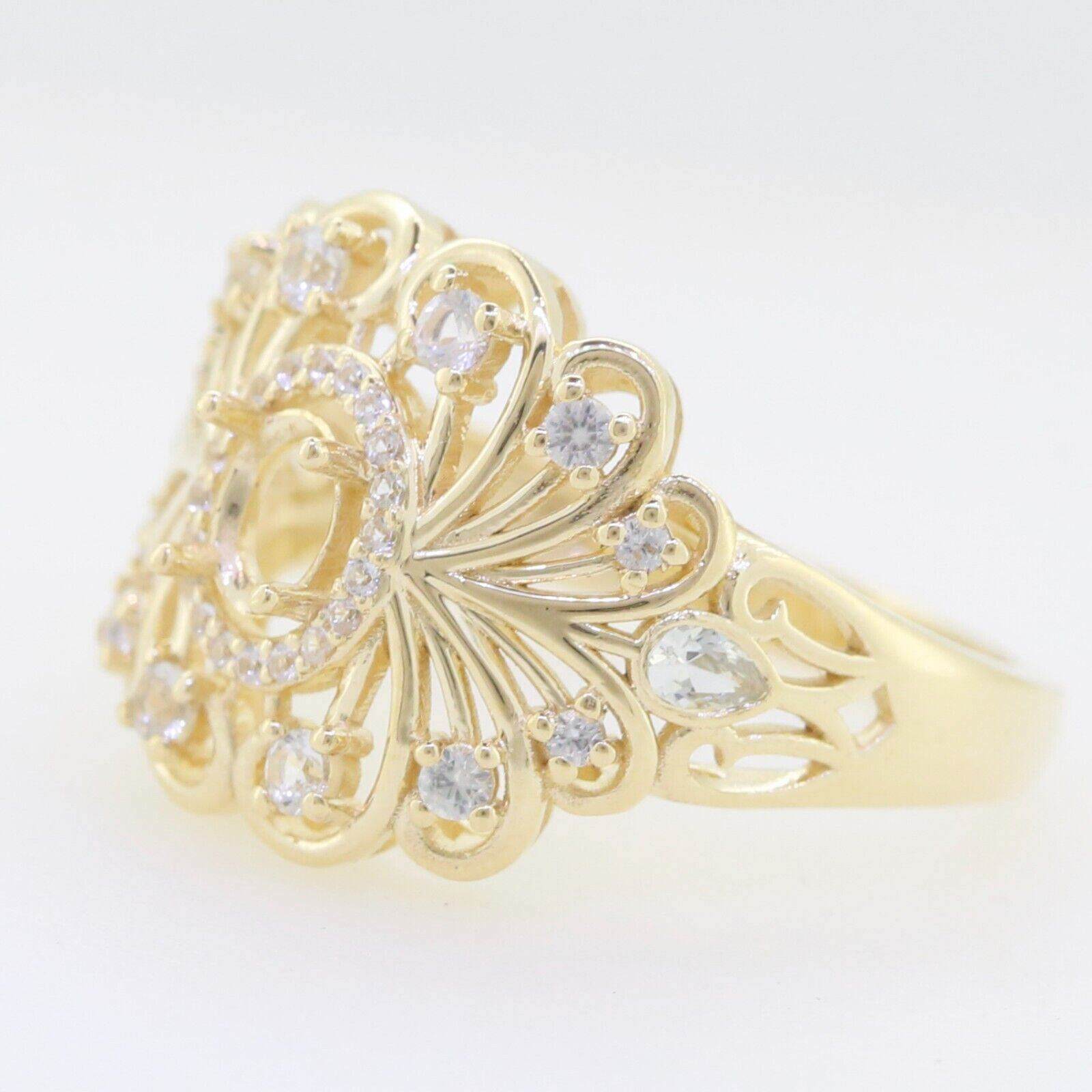 14K Yellow Gold Semi Mount Ring Setting Oval OV 6x4mm - Syzjewelry