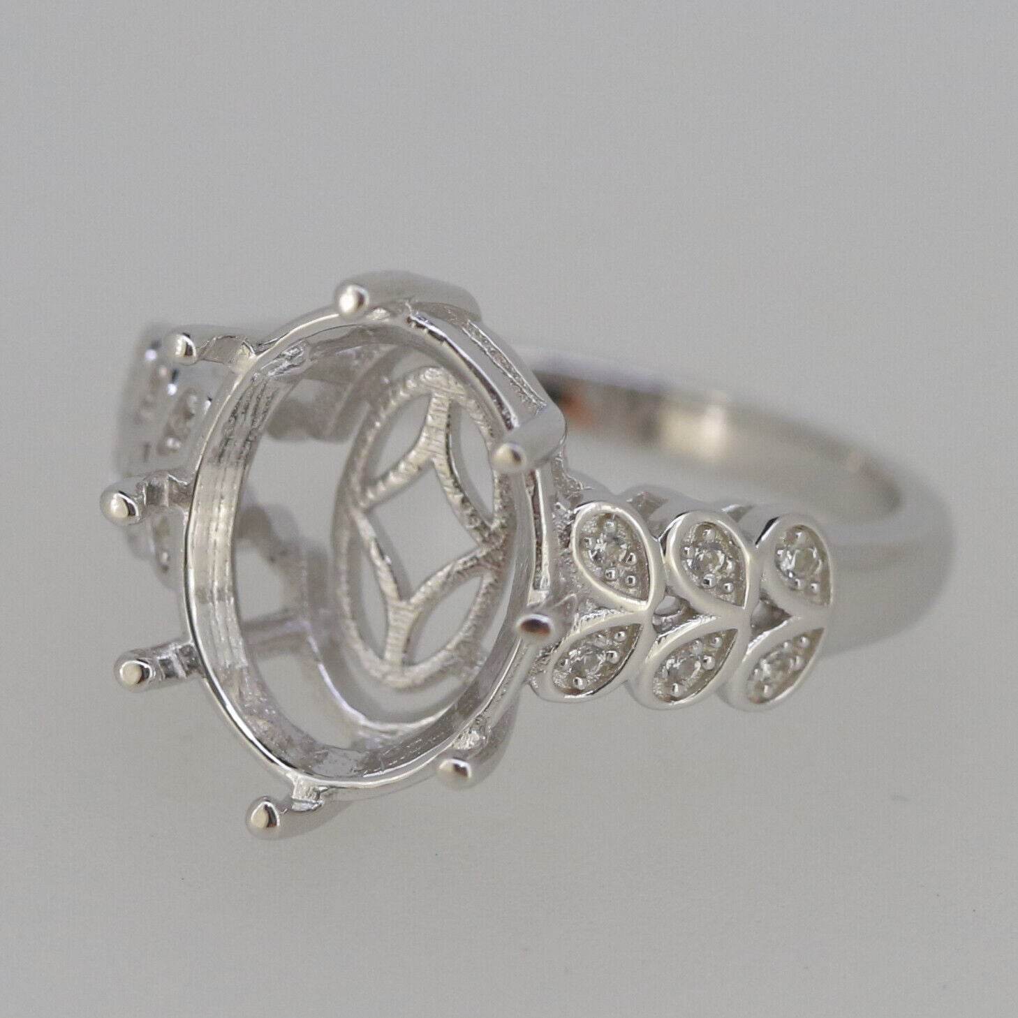 Sterling Silver Semi Mount Ring Setting Oval OV 14x10mm - Syzjewelry