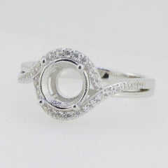14K White Gold Semi Mount Ring Setting Round RD 8x8mm W/ Moissanite Twisted Shan - Syzjewelry