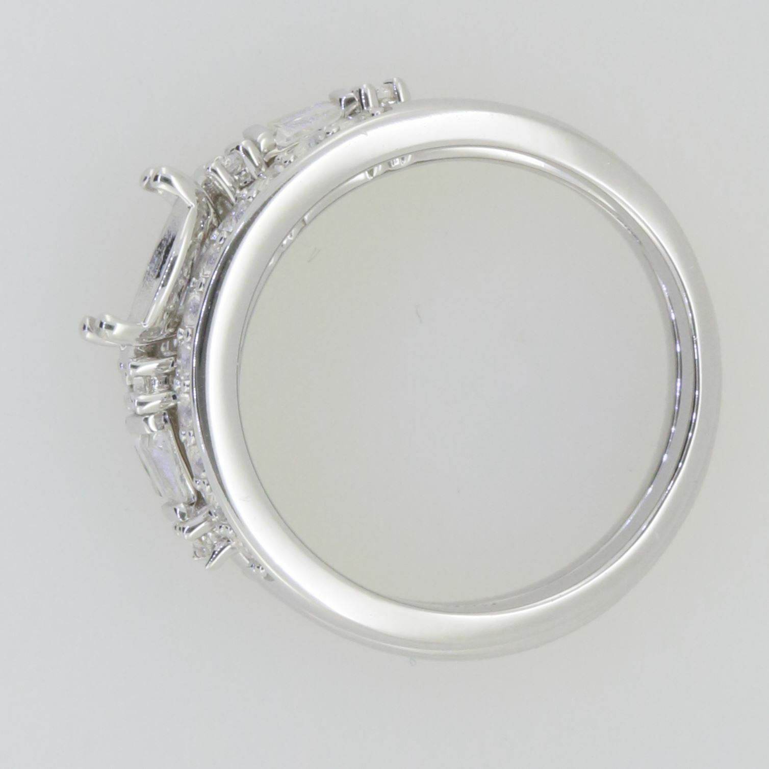 3 PC set 14K White Gold Semi Mount Ring Setting Round RD 8x8mm - Syzjewelry