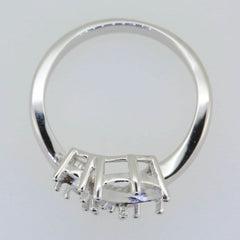 14K White Gold Semi Mount Ring Setting Oval OV 9x7mm RD 4x4mm - Syzjewelry