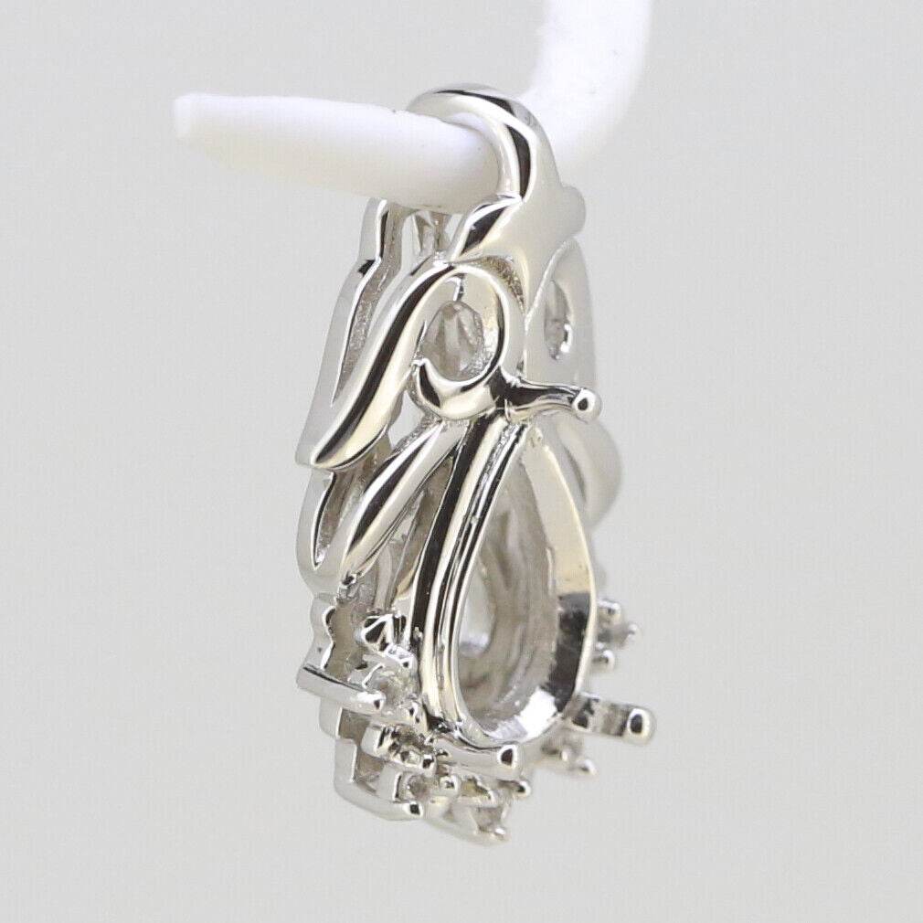 Sterling Silver Semi Mount Pendants Setting Pear PE 9x6mm White Topaz DK2189 - Syzjewelry