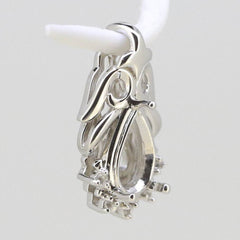 Sterling Silver Semi Mount Pendants Setting Pear PE 9x6mm White Topaz DK2189 - Syzjewelry