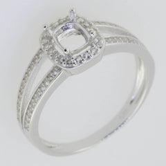 Sterling Silver Semi Mount Ring Setting Cushion CU 6X5mm White Topaz - Syzjewelry