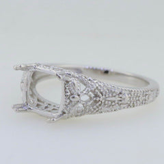 Filigree Sterling Silver Semi Mount Ring Setting Cushion CU 7x7mm Vintage Repro - Syzjewelry