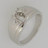 Sterling Silver Semi Mount Ring Setting OV 8x6mm White Topaz N0370GTL19578R - Syzjewelry