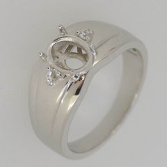 Sterling Silver Semi Mount Ring Setting OV 8x6mm White Topaz N0370GTL19578R - Syzjewelry
