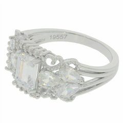 Sterling Silver Semi Mount Ring Setting Emerald OCT 7x5mm PE 5x3mm White Top - Syzjewelry