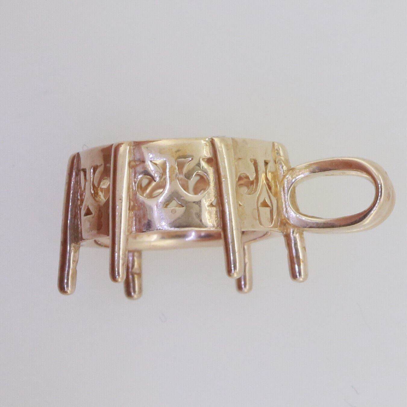 14K Rose Gold Semi Mount Pendant Setting Round 12x12 to 11x11mm 6 Prongs - Syzjewelry