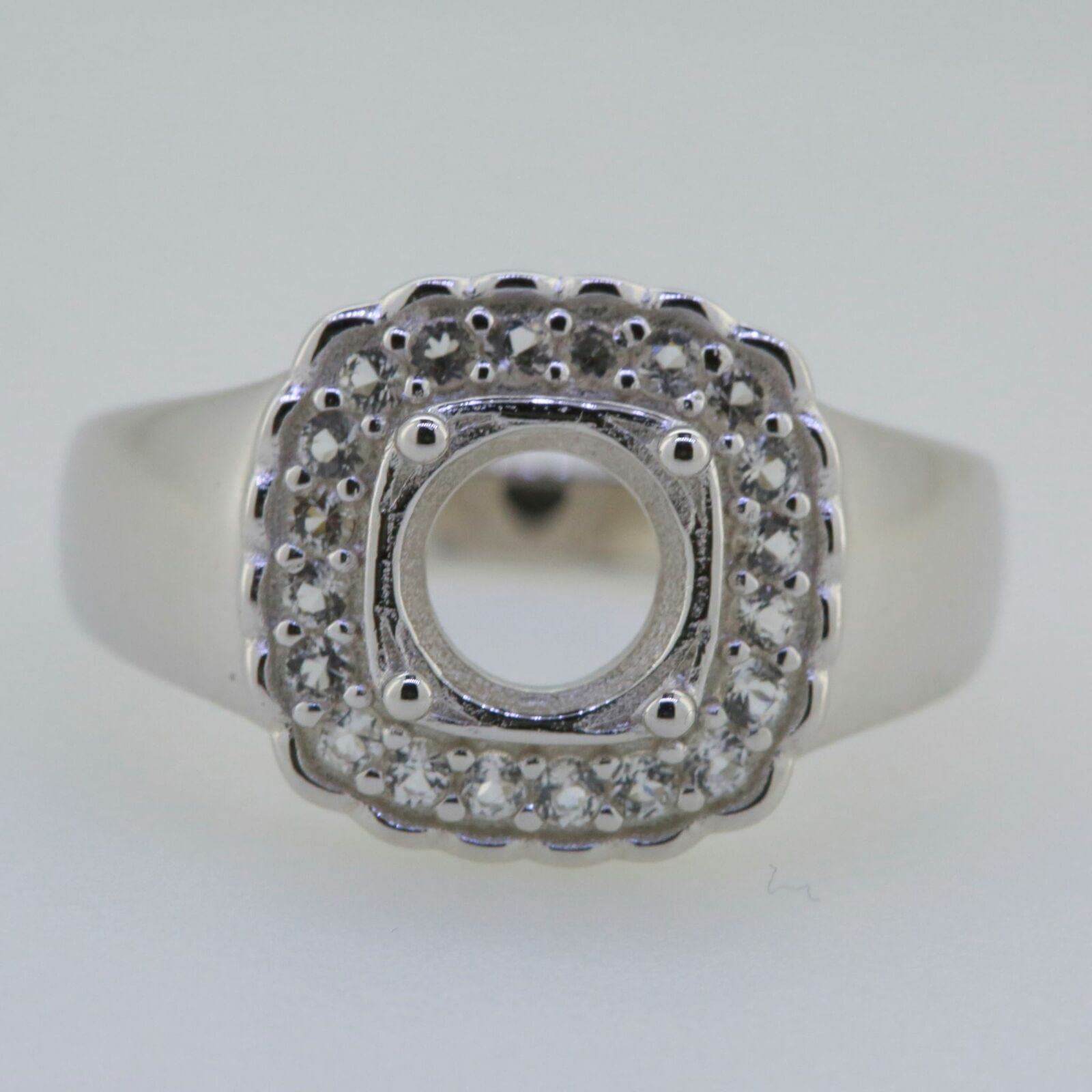 14K White Gold Semi Mount Ring Setting Round RD 7x7mm Solid - Syzjewelry