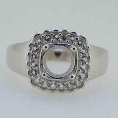 14K White Gold Semi Mount Ring Setting Round RD 7x7mm Solid - Syzjewelry