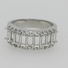 Sterling Silver Semi Mount Ring Setting Emerald Oct 5x3mm Natural Aquamarine - Syzjewelry