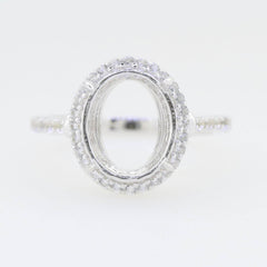 Sterling Silver Semi Mount Ring Setting Oval OV 12x10mm Solitaire - Syzjewelry