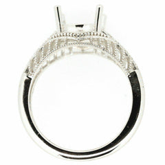 Art Deco Style Sterling Silver Semi Mount Ring Setting Oval OV 10x8mm - Syzjewelry