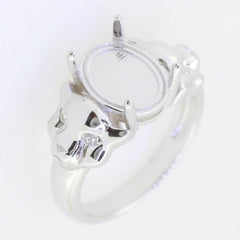 Yellow Gold Sterling Silver Semi Mount Ring Setting Cabochon Oval OV 11X8mm - Syzjewelry