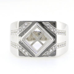 Sterling Silver Semi Mount Ring Setting Princess SQ 7x7mm Men's Ring Mounting Bezel Set - Syzjewelry