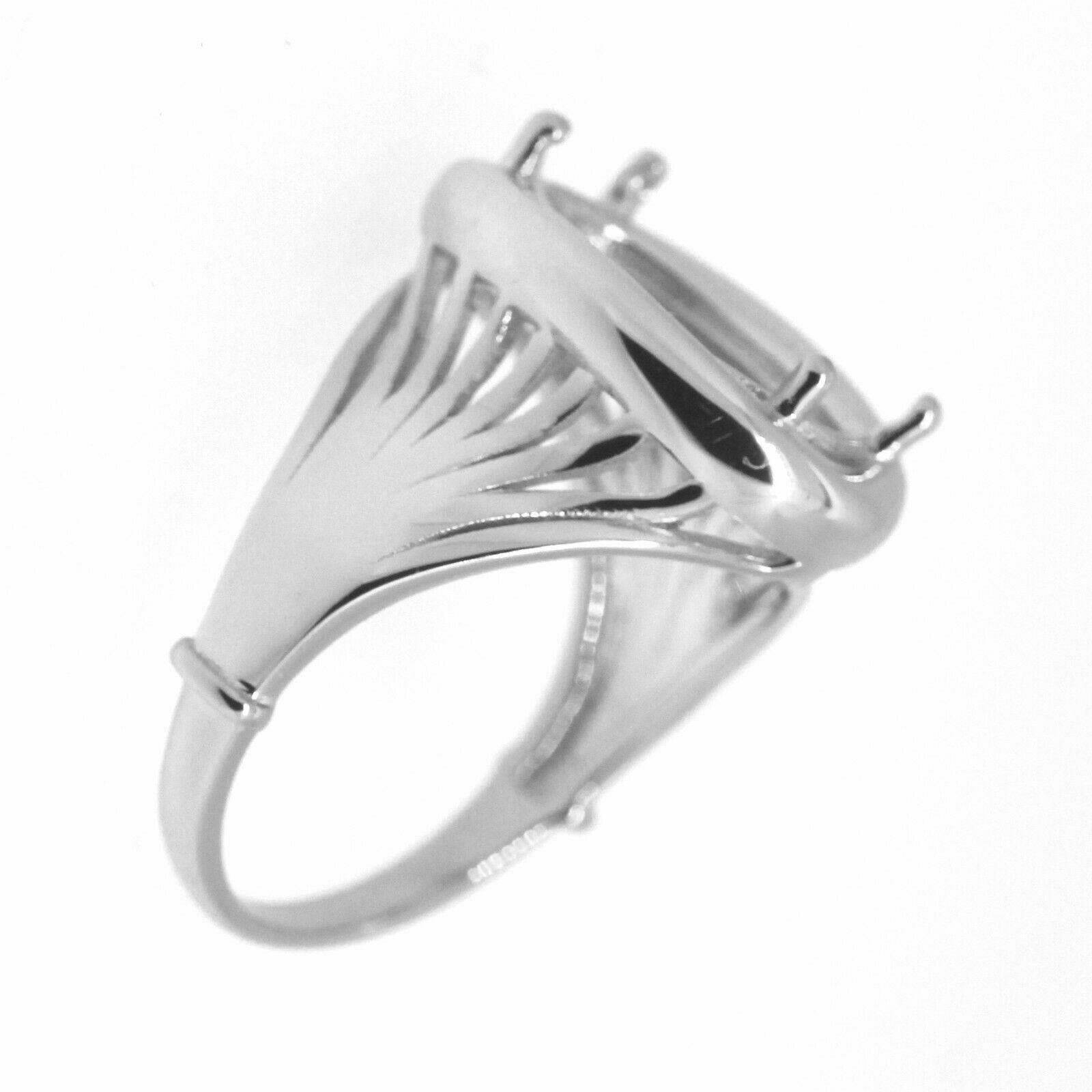 Sterling Silver Semi Mount Ring Setting Oval OV 13x9mm Contemporary Design - Syzjewelry