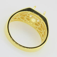 Men's Ring Settings Ring Mounting 10K Yellow Gold Cushion CU 8X8mm PJC19575R14KY - Syzjewelry