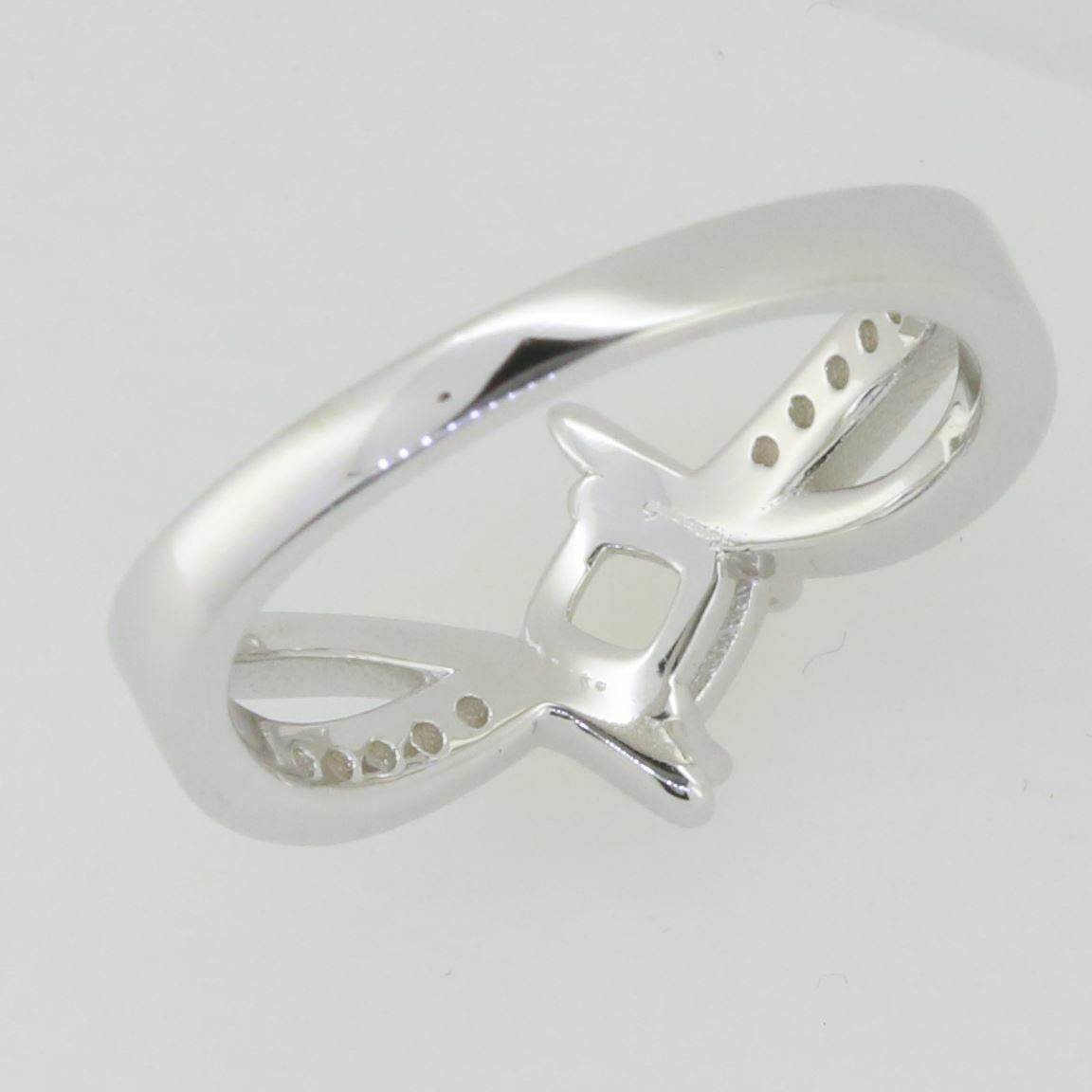 Sterling Silver Semi Mount Ring Setting Cushion CU 5x5mm White Topaz - Syzjewelry