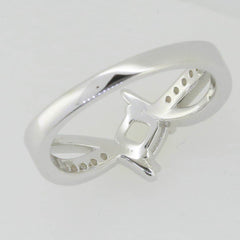 Sterling Silver Semi Mount Ring Setting Cushion CU 5x5mm White Topaz - Syzjewelry