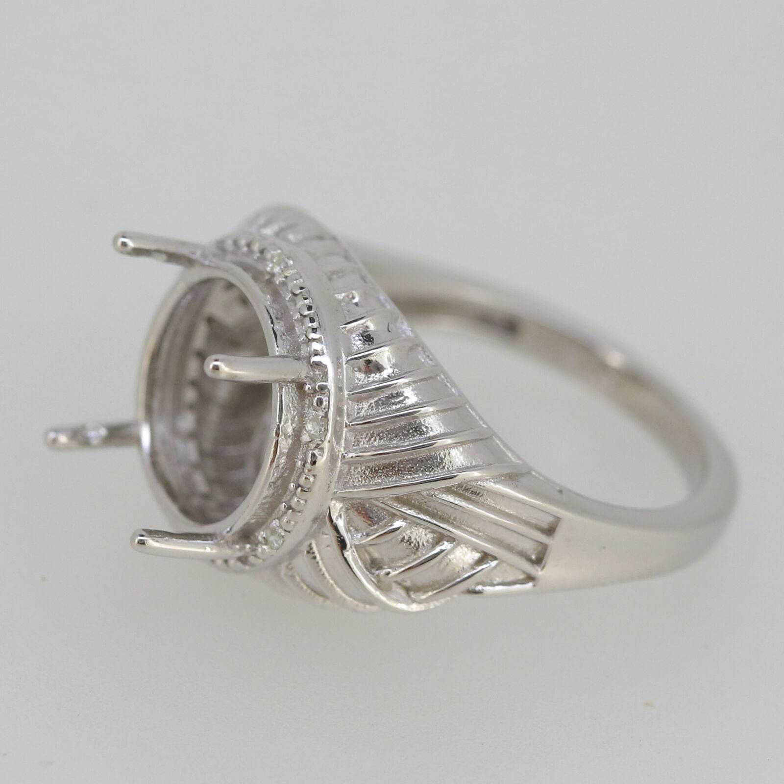 Vintage Style Sterling Silver Semi Mount Ring Setting Round RD 12x12mm L532R532W - Syzjewelry