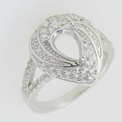 14K White Gold Semi Mount Ring Setting Pear PE 9X6mm W/ Moissanite - Syzjewelry