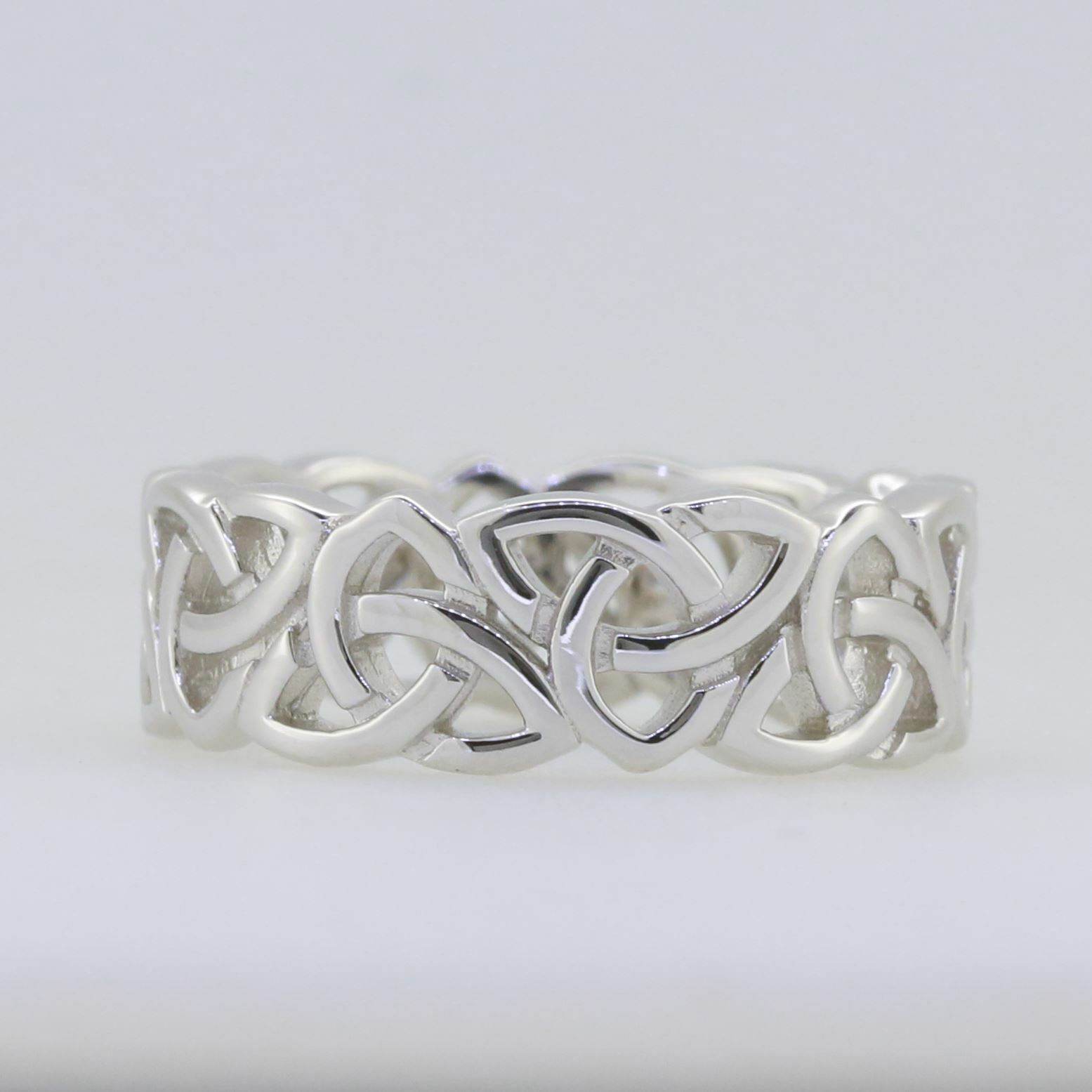 14K White Gold 7 mm Celtic Knot Band Ring - Syzjewelry