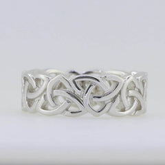 14K White Gold 7 mm Celtic Knot Band Ring - Syzjewelry