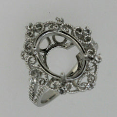 Sterling Silver Semi Mount Ring Setting Oval OV 14x10mm White Topaz - Syzjewelry