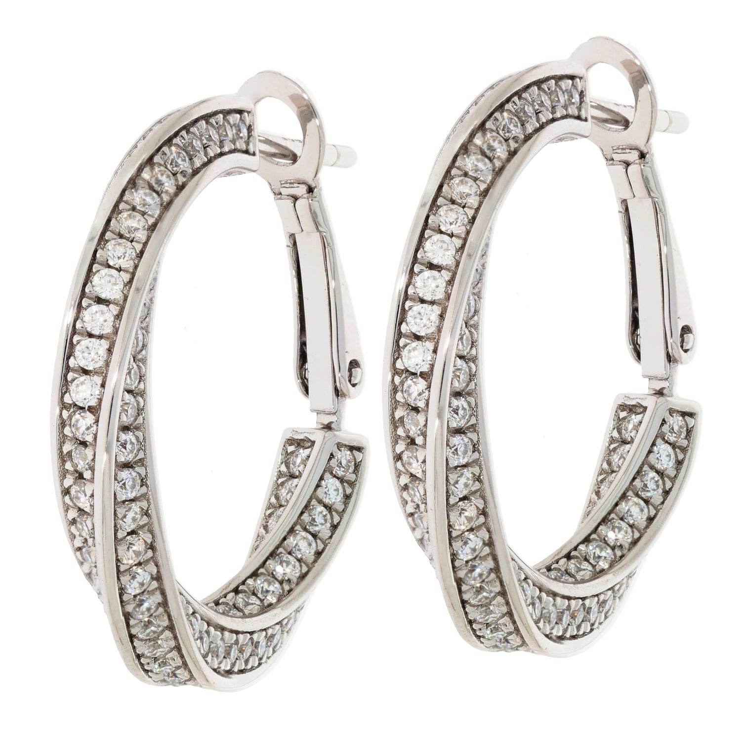 Sterling Silver Earrings Hoops with Colorless D Moissanite 1.2mm 264 Pieces - Syzjewelry