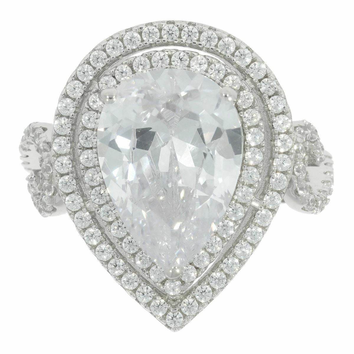 Sterling Silver Semi Mount Ring Setting PE 14X10mm Double Halo - Syzjewelry