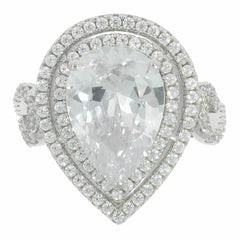 Sterling Silver Semi Mount Ring Setting PE 14X10mm Double Halo - Syzjewelry