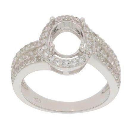 Sterling Silver Semi Mount Ring Setting Oval OV 9x7mm PJC4086R - Syzjewelry