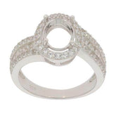 Sterling Silver Semi Mount Ring Setting Oval OV 9x7mm PJC4086R - Syzjewelry
