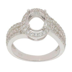 Sterling Silver Semi Mount Ring Setting Oval OV 9x7mm PJC4086R - Syzjewelry
