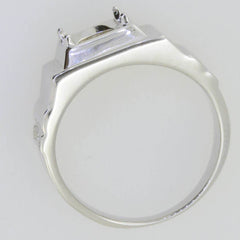 Men's Sterling Silver Semi Mount Ring Setting Round RD 8x8mm Ring with Accent - Syzjewelry