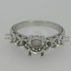 Sterling silver Semi Mount Ring Setting Round RD 7x7mm & RD 4x4 w/ White Topaz - Syzjewelry