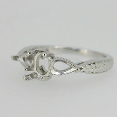 Sterling Silver Semi Mount Ring Setting Oval OV 8x6mm & PE 6x4mm 3 stone - Syzjewelry