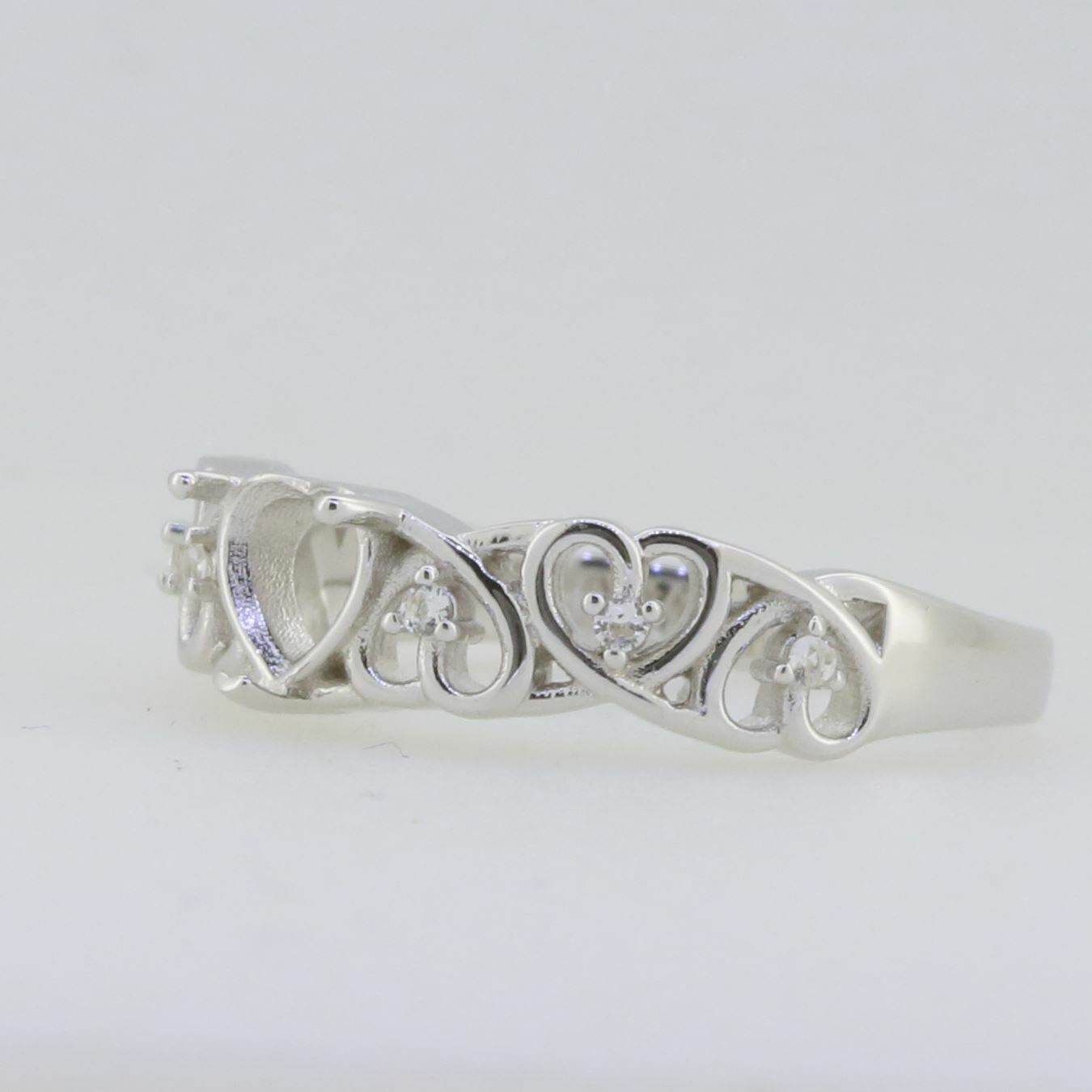 Sterling Silver Semi Mount Ring Setting Heart HT 5.5X5.5mm White Topaz - Syzjewelry