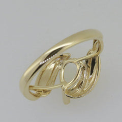 14K Yellow Gold Semi Mount Ring Setting Pear PE 9x7mm Leaves Theme - Syzjewelry