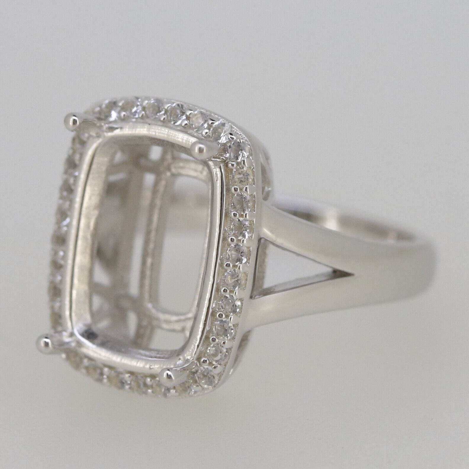 Sterling Silver Semi Mount Ring Setting Cushion CU 14X10mm White Topaz N0375 - Syzjewelry