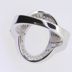 Sterling Silver Semi Mount Ring Setting Oval OV 16x12mm Halo White Topaz - Syzjewelry