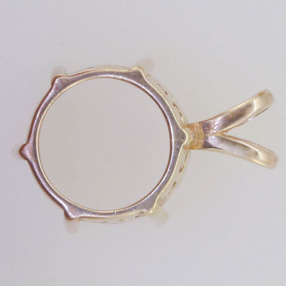14K Rose Gold Semi Mount Pendant Setting Round 12x12 to 11x11mm 6 Prongs - Syzjewelry